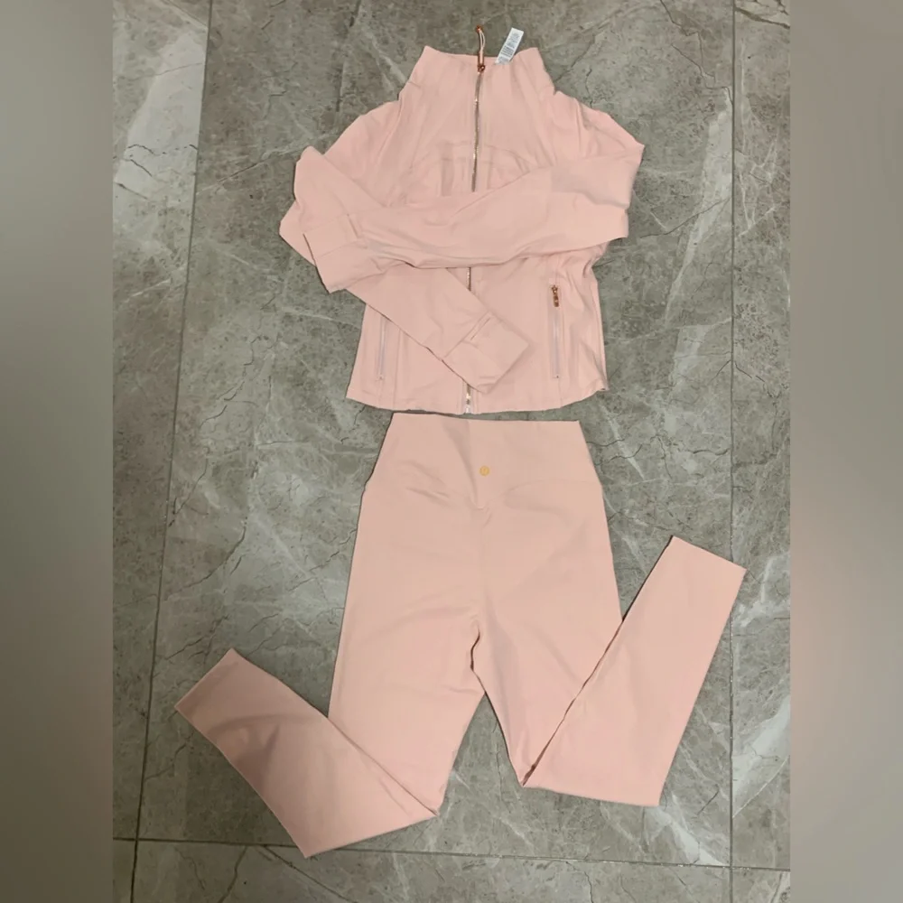 lululemon athletica Blush Pink Bomber Jacket & High-Waist Leggings Set